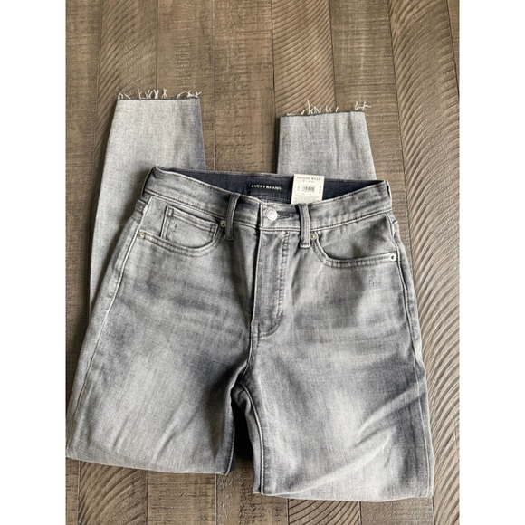 Lucky Brand Bridgette High Rise Skinny Jeans Gray Raw Hem Distressed Women’s 26 - Picture 5 of 8